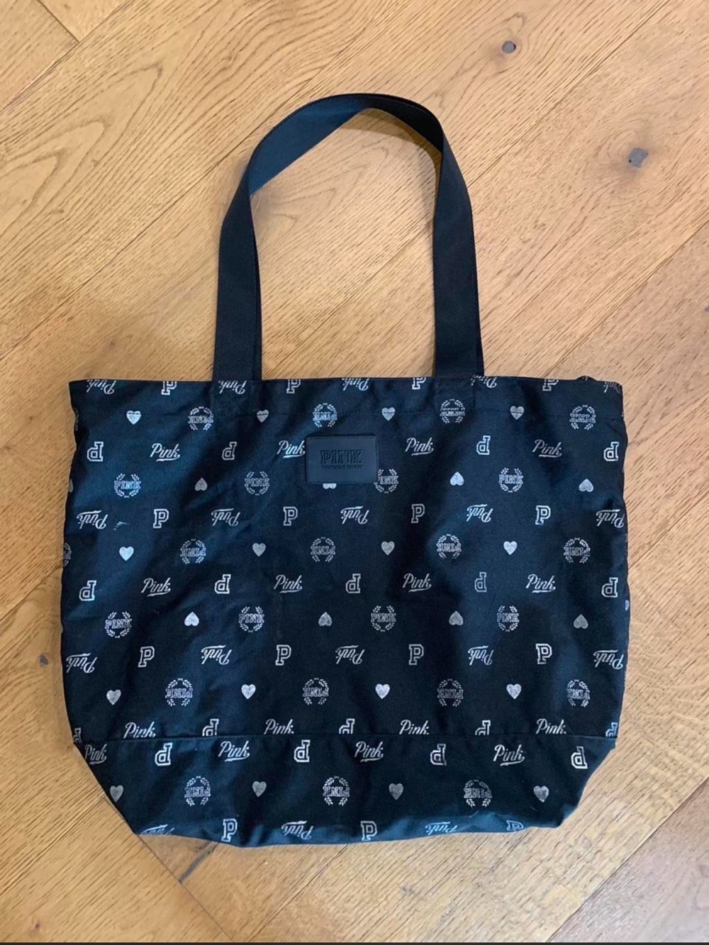 PINK Victoria's Secret Black Logo Print Tote